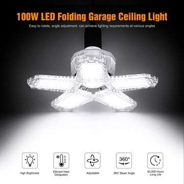 80/100W LED Garage Lights 8000/10000 Lumens Super Bright Garage Ceili... (POWER: 80W | COLOR: BLACK)