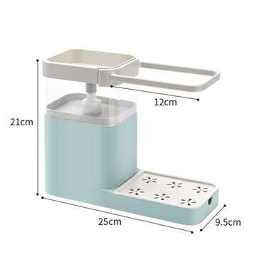 800ML Kitchen Soap Pump Dispenser Sponge Holder Cleaning Liquid Dispenser Contain... (COLOR.: GREEN)