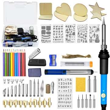 87Pcs 110V~240V 60W DIY Adjustable Temperature Electric Solderi... (COLOR.: BLUE | PLUG: 110VUSPLUG)