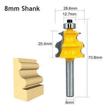 8mm 1/2 Inch Shank Oblique Arc Curve Line Router Bit Architectural Mol... (SHANK DIAMETER: 8MMSHANK)