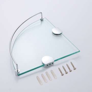 8mm Bathroom Corner Tempered Glass Shower Shelf Storage Soap Dish Rack Holder Wall-mounted Kitchen
