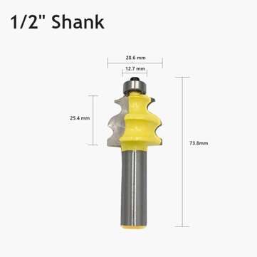 8mm 1/2 Inch Shank Oblique Arc Curve Line Router Bit Architectural... (SHANK DIAMETER: 1/2INCHSHANK)