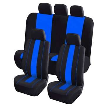 8Pcs Polyester Fabric Car Front and Back Seat Cover Cushion Protector for Five Sea... (COLOR.: BLUE)