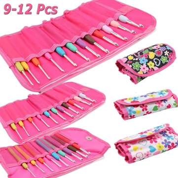 9/11/12Pcs Crochet Hook Set Knitting Needle Yarn Handle Organiser Case Set Tool (COLOR.: 2#)