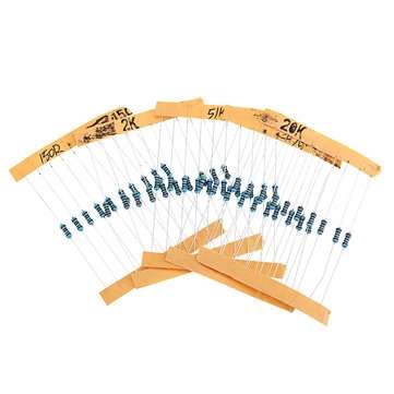 900pcs 1/6W 1% Metal Film Resistor Kit 10 ohm - 1M ohm Color Ring Resistance 10R-1MR Resistor Assort