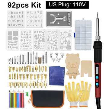 92Pcs Soldering Iron Kit Welding Tool Wood Burning Pen + Soldering Iron (PLUG: USPLUG)