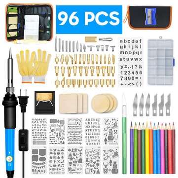 96Pcs 110V~240V 60W DIY Adjustable Temperature Electric Solderi... (PLUG: 110VUSPLUG | COLOR.: BLUE)