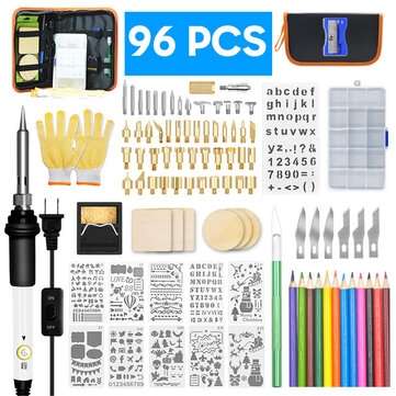 96Pcs 110V~240V 60W DIY Adjustable Temperature Electric Solder... (PLUG: 110VUSPLUG | COLOR.: WHITE)