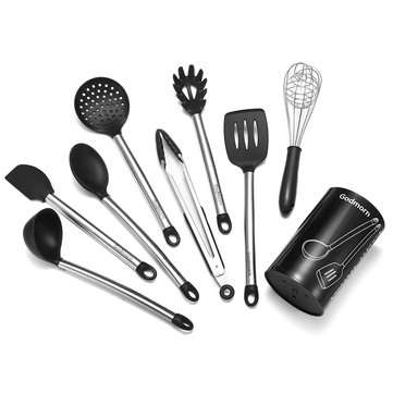 9Pcs/Set Stainless Steel Kitchen Utensils Cooking Non-Stick Baking Tool Silicone Set Kitchen Storage