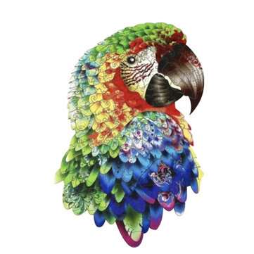 A3/A4/A5 Unique Shape Wooden Animal Parrot Puzzle Toy Jigsaw Pieces Interactive Puzzle... (SIZE: A4)