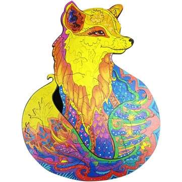 A3/A4/A45 Wooden Cartoon Fox Jigsaw Puzzle Unique Animal Shape Toy Mysterious Charming... (SIZE: A5)
