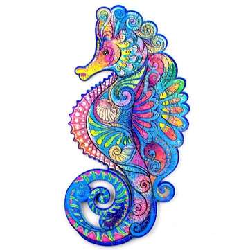 A3/A4/A5 3D Wooden Hippocampus Jigsaw Puzzle DIY Each Animal Shaped Crafts Toy Anti-st... (SIZE: A4)