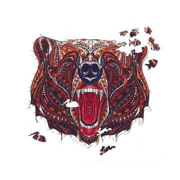 A3/A4/A5 Wooden Bear Shape Puzzle Colorful Mysterious Charming Early Education Wooden ... (SIZE: A5)