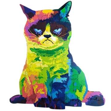 A3/A4/A5 Wooden Rainbow Cat Puzzle Cartoon Animal Shape Mysterious Early Education Toy... (SIZE: A3)