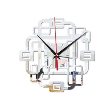 Acrylic Creative Superimposed Rectangular Combination Mute Clock Mirror Wall Stic... (COLOR: SILVER)