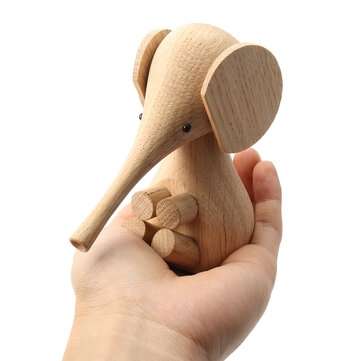 Adjustable Handicraft Elephant Wooden Animal Doll Smooth Surface Home Decorations... (COLOR.: WHITE)