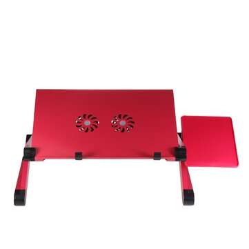 Adjustable Laptop Table Stand Portable Folding Notebook Desk Stand 2 Fans with ... (COLOR.: ROSERED)