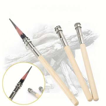 Adjustable Pencil Extender Wooden Lengthener Holder Painting Drawing Tool Office School Stationery S