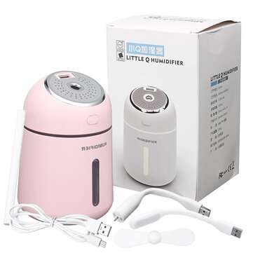 Air Purifier Household Mini Aromatherapy Humidifier LED Night Light Small Fan (COLOR.: PINK)