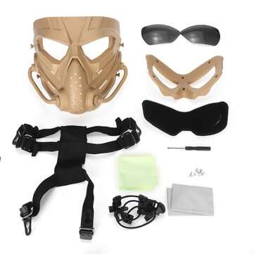 Airsoft Paintball Hunting Mask Tactical Combat Full Face Mask Motorcycle Helme... (COLOR.: MUDCOLOR)