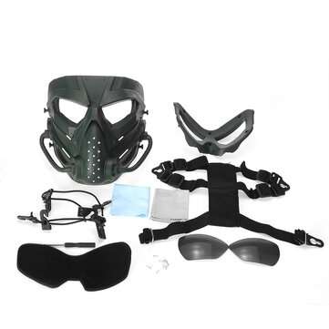 Airsoft Paintball Hunting Mask Tactical Combat Full Face Mask Motorcycle Helmet M... (COLOR.: GREEN)
