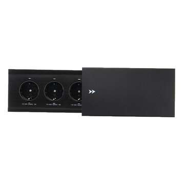 ALL Aluminum Alloy Plate Cover Slide Type Hidden Socket Single Side Open 3 Power S... (PLUG: UKPLUG)