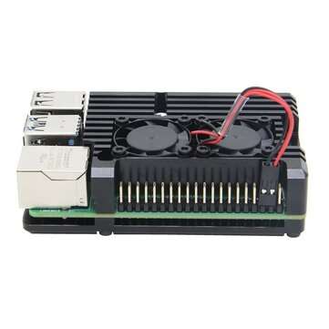 Aluminum Alloy Case Metal Heatsink with Dual Fan for Raspberry Pi 4 Model B Only