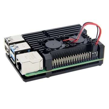 Aluminum Alloy Case Metal Heatsink with Dual Fan for Raspberry Pi 4 Model B Only