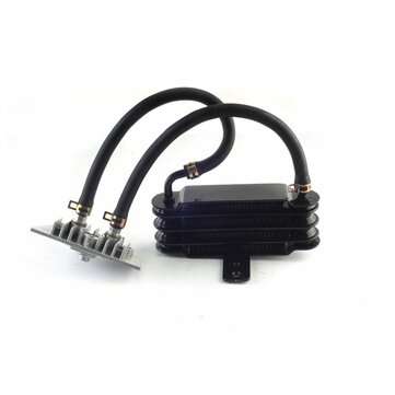 Aluminum Universal Motorcycle Oil Cooler 158mm Cooling Parts Silver/Red/Black SO-07 (COLOR.: BLACK)
