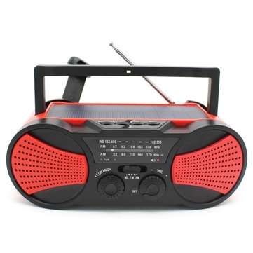 AM FM NOAA Weather Radio Solar Crank Emergency Flashlight Rechargeable Power Bank f... (COLOR.: RED)