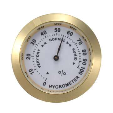 Analog Hygrometer Cigar Humidity Calibration Gauge With Glass Lens for Humidors (COLOR.: GOLD)