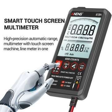 ANENG 618A Digital Multimeter Professional Smart Touch DC Analog True RMS Auto Tester Capacitor NCV