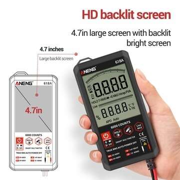 ANENG 618A Digital Multimeter Professional Smart Touch DC Analog True RMS Auto Tester Capacitor NCV