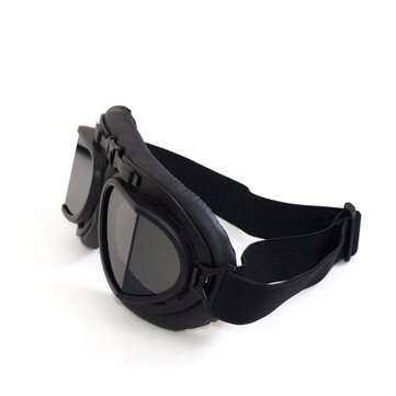 Angled Retro Vintage Motorcycle Helmet Eyewear Goggles Riding Glasses Windproof Wa... (COLOR.: GREY)