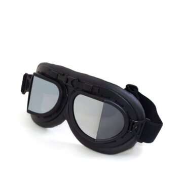 Angled Retro Vintage Motorcycle Helmet Eyewear Goggles Riding Glasses Windproof ... (COLOR.: SILVER)