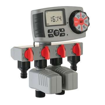 Aqualin Garden Watering Timer 4-Zone Irrigation 2 Solenoid Valve Automatic Electron... (COLOR.: RED)