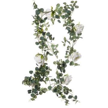 Artificial Eucalyptus Garland Hanging Rattan Wedding Greenery Home Decorations (COLOR.: WHITE)