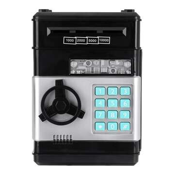 ATM Deposit Machine Toy Electric Bank With Music Automatic Roll Up Code Safe Mini... (COLOR.: BLACK)