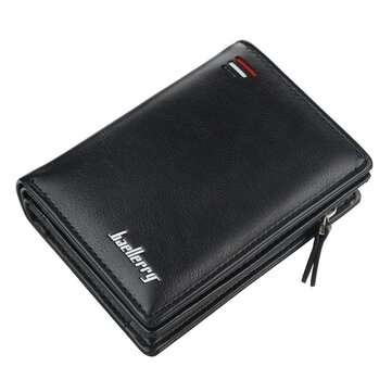 Baellerry D3216 Short Business Card Book Men Wallets PU Leather Vintage Coin Holde... (COLOR: BLACK)