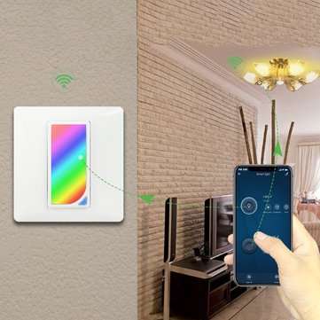 Bakeey 10A DIY RGB Scene EU Type Smart WIFI Switch Tuya APP Remote Control Timing Wall Touch  Switch