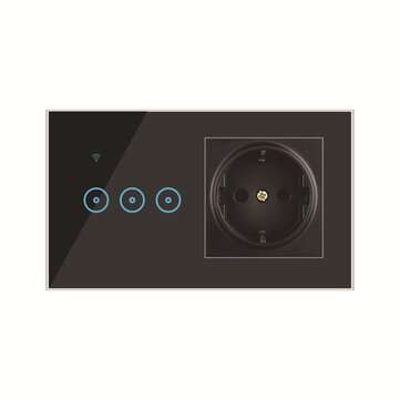 Bakeey 2 In 1 1/2/3 Way Wall Smart Switch Sock... (TYPE: WIRELESSEUPLUG | COLOR.: BLACK | WAY: 3WAY)