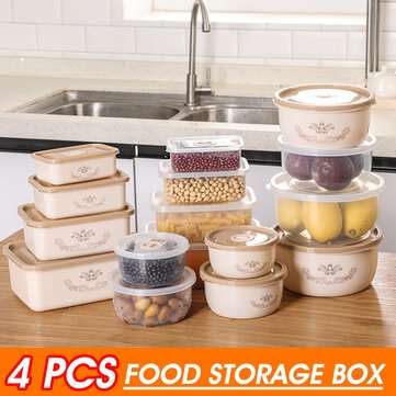 Bakeey 4 PCS Storage Box Miscellaneous Grain Storage Plastic Seale... (TYPE: RECTANGULARTRANSPARENT)