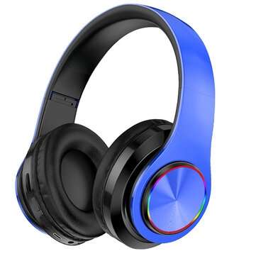 Bakeey B39 Luminous bluetooth 5.0 Headset Head-mounted Wireless Headphones He... (COLOR: BLACK&BLUE)