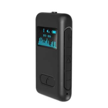 Bakeey BT-B9 LCD Display bluetooth 5.0 Audio Receiver 3.5mm 3.5 AUX Jack RCA Ster... (COLOR1: BLACK)