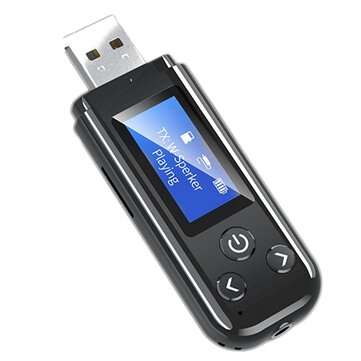Bakeey K15 USB bluetooth Adapter BT5.0 HD TF Card 3.5mm AUX-In 1700mAh LCD Digita... (COLOR.: BLACK)