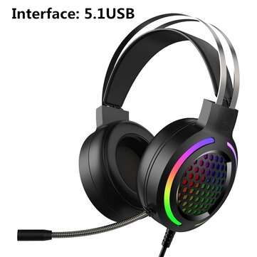 Bakeey M12 Gaming Headset 7.1 Surround Sound USB 3.5mm Wired RGB Light Gaming Headphon... (MODEL: A)