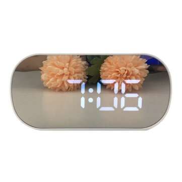 Bakeey Multifunctional LCD Screen Electronic Clock Silent Mirror Slarm Clock LED Temperature Timer