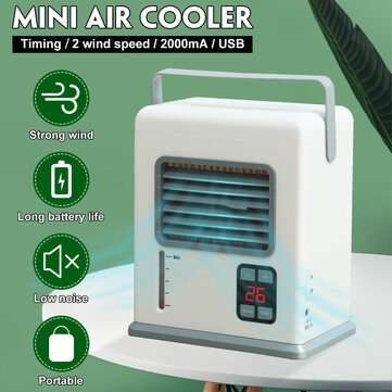 Bakeey Portable Air Cooler USB /Battery Power Fan Desktop Smart Digital Display Mini Fan