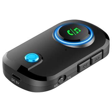 Bakeey T3 2 IN 1 bluetooth 5.0 Receiver Transmitter Car TV Aux Audio Adapter for ... (COLOR1: BLACK)