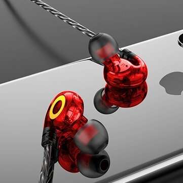 Bakeey T05 Heavy Bass Gaming Sports Hanging Ear 3.5mm Wired  Control Earphone Headp... (COLOR.: RED)